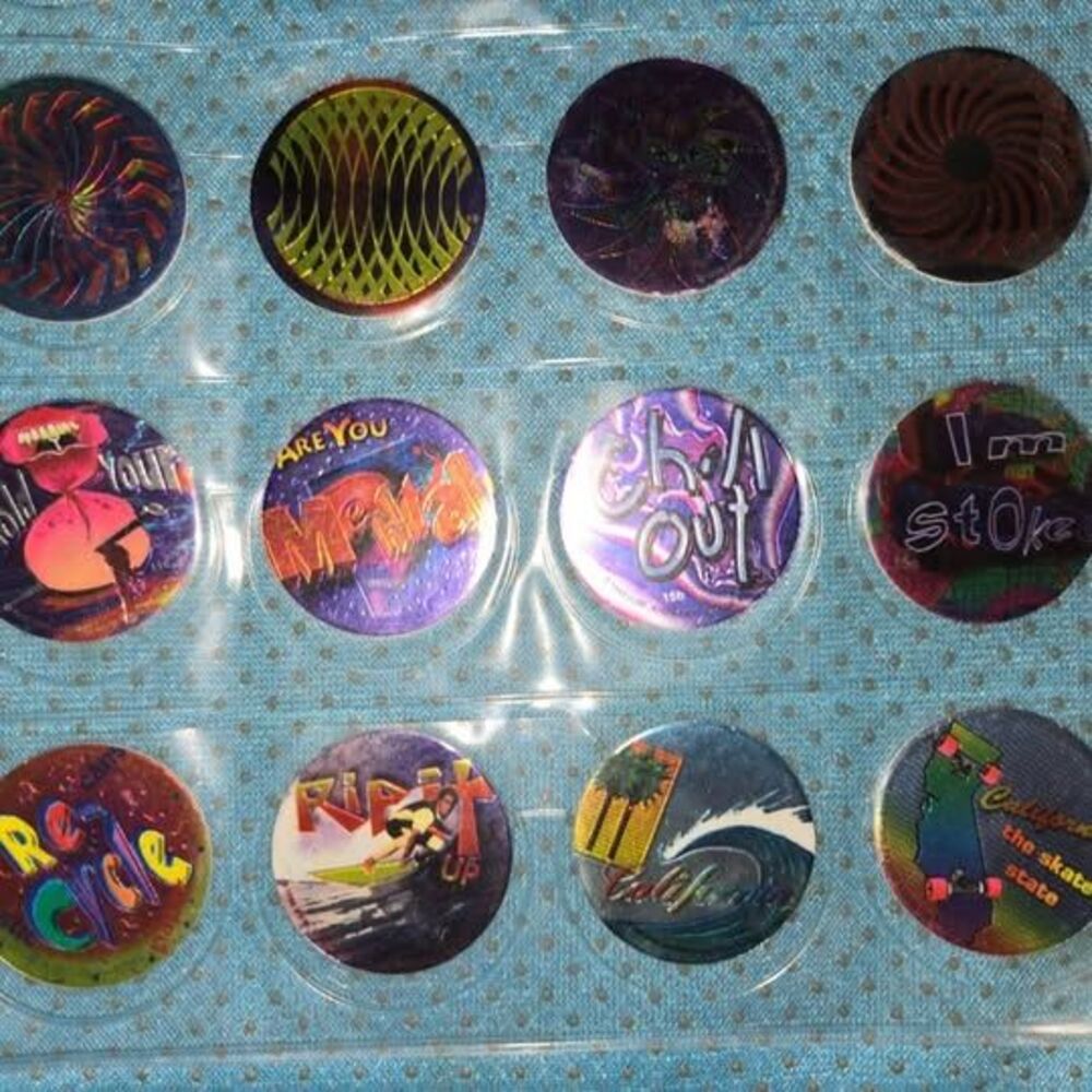 1990s Vintage Lot of 12 Holographic Pogs Milk Caps Lot